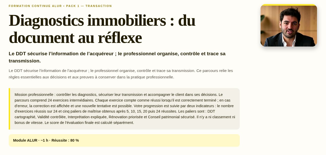 Première diapositive du module