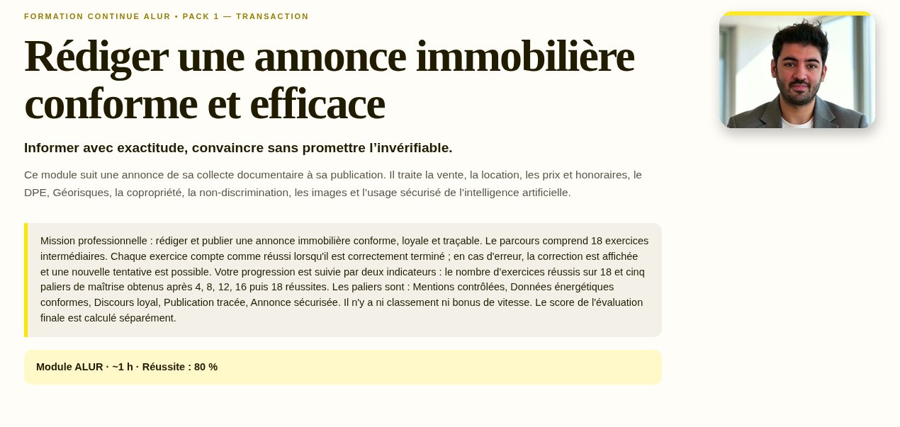 Première diapositive du module